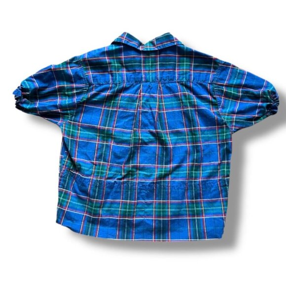 Vintage Handmade Blue Plaid Short Sleeve Button Up Blouse Women's SIze Medium - Picture 2 of 14
